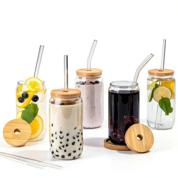SENTVEND Clear Glass Cups BPA-Free Reusable 6 Set-2