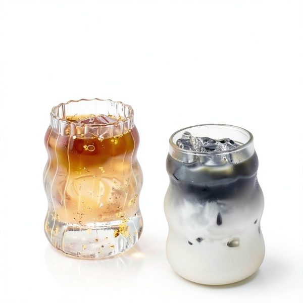 Nirvany Vintage Glass Cups Clear Insulated Reusable Set-5
