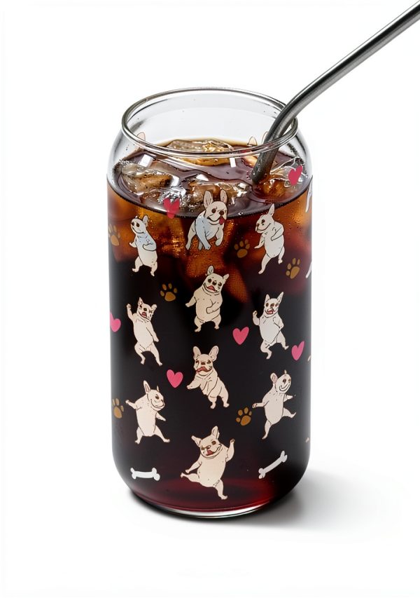 Onebttl Color Changing Iced Tea Glass French Bulldog Design-2