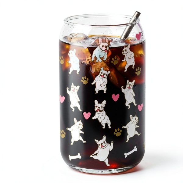 Onebttl Color Changing Iced Tea Glass French Bulldog Design-5