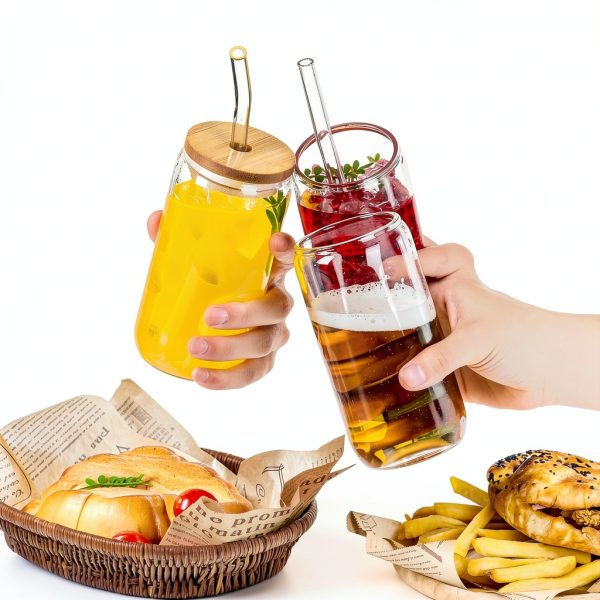 SENTVEND Clear Glass Cups BPA-Free Reusable 6 Set-3