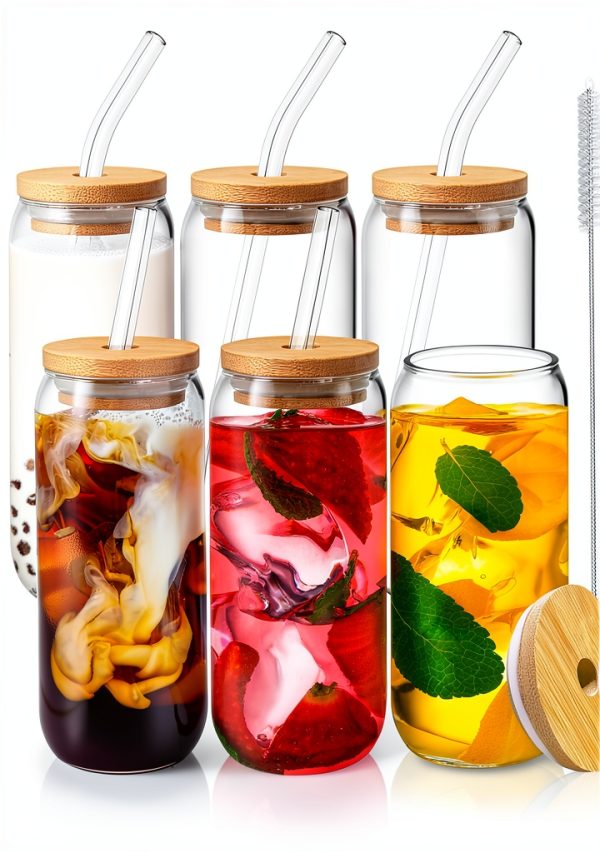 SENTVEND Clear Glass Cups BPA-Free Reusable 6 Set-0