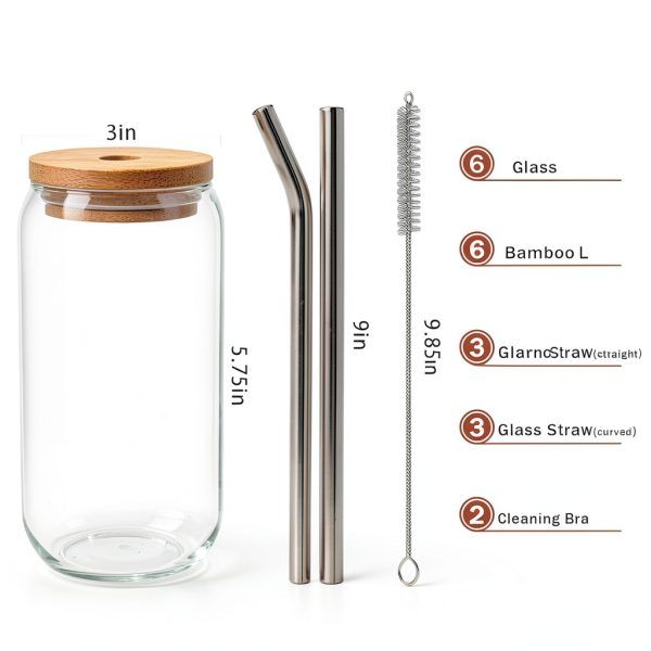 SENTVEND Clear Glass Cups BPA-Free Reusable 6 Set-1