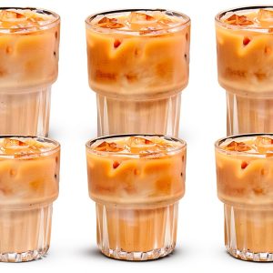 MUJUZE Drinking Glasses Set of 6 Dishwasher Safe Transparent-0