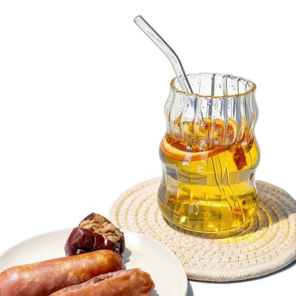 Nirvany Vintage Glass Cups Clear Insulated Reusable Set-2
