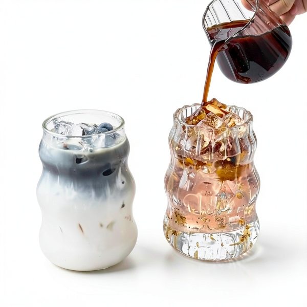 Nirvany Vintage Glass Cups Clear Insulated Reusable Set-6