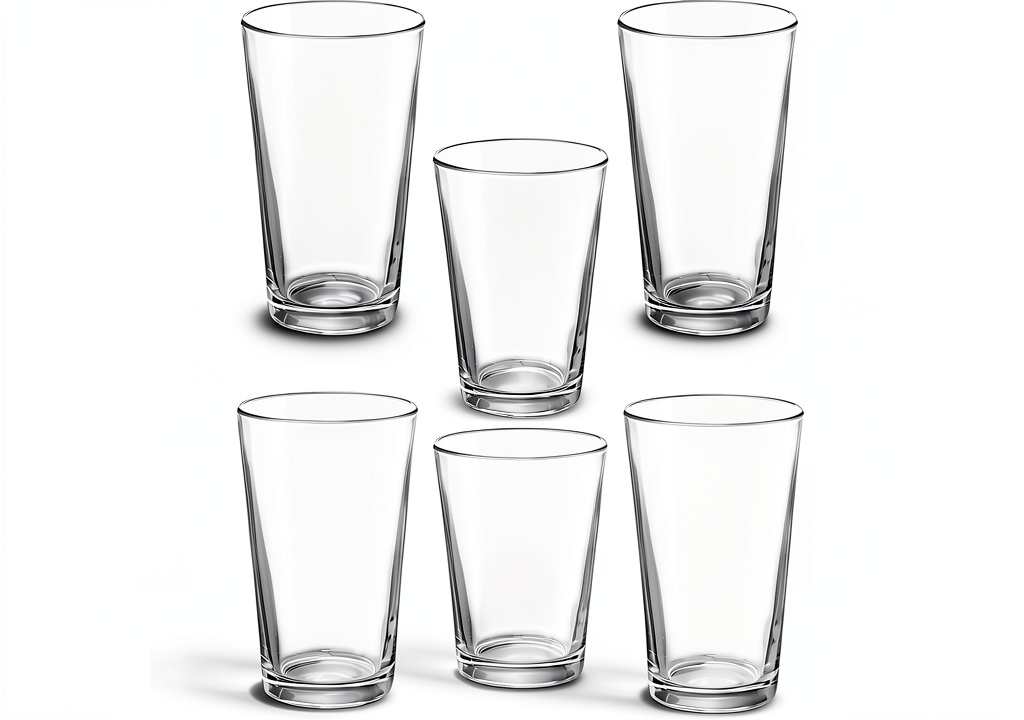 Discount Promos 20 oz mixing glasses set displayed on a kitchen countertop with cocktail ingredients