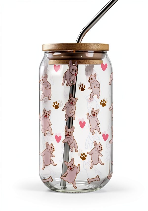 Onebttl Color Changing Iced Tea Glass French Bulldog Design-0