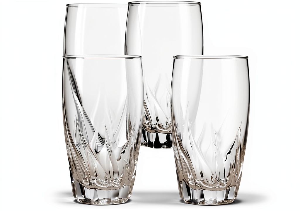 Anchor Hocking Central Park glasses set on a modern kitchen countertop, showing clear glass and thick rim