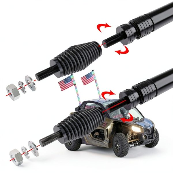 Nilight Whip Antenna Base Black Carbon Steel Mount-4