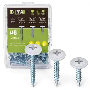 White Head Screws B1jounie YA #8 Truss Head Wood Screws 120pcs White-0